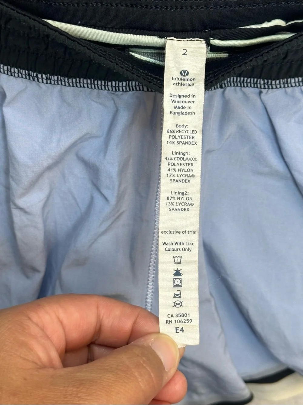 Lululemon Run Speed Short Size 2 Black Blue Stripe Lined 2.5” Running Shorts